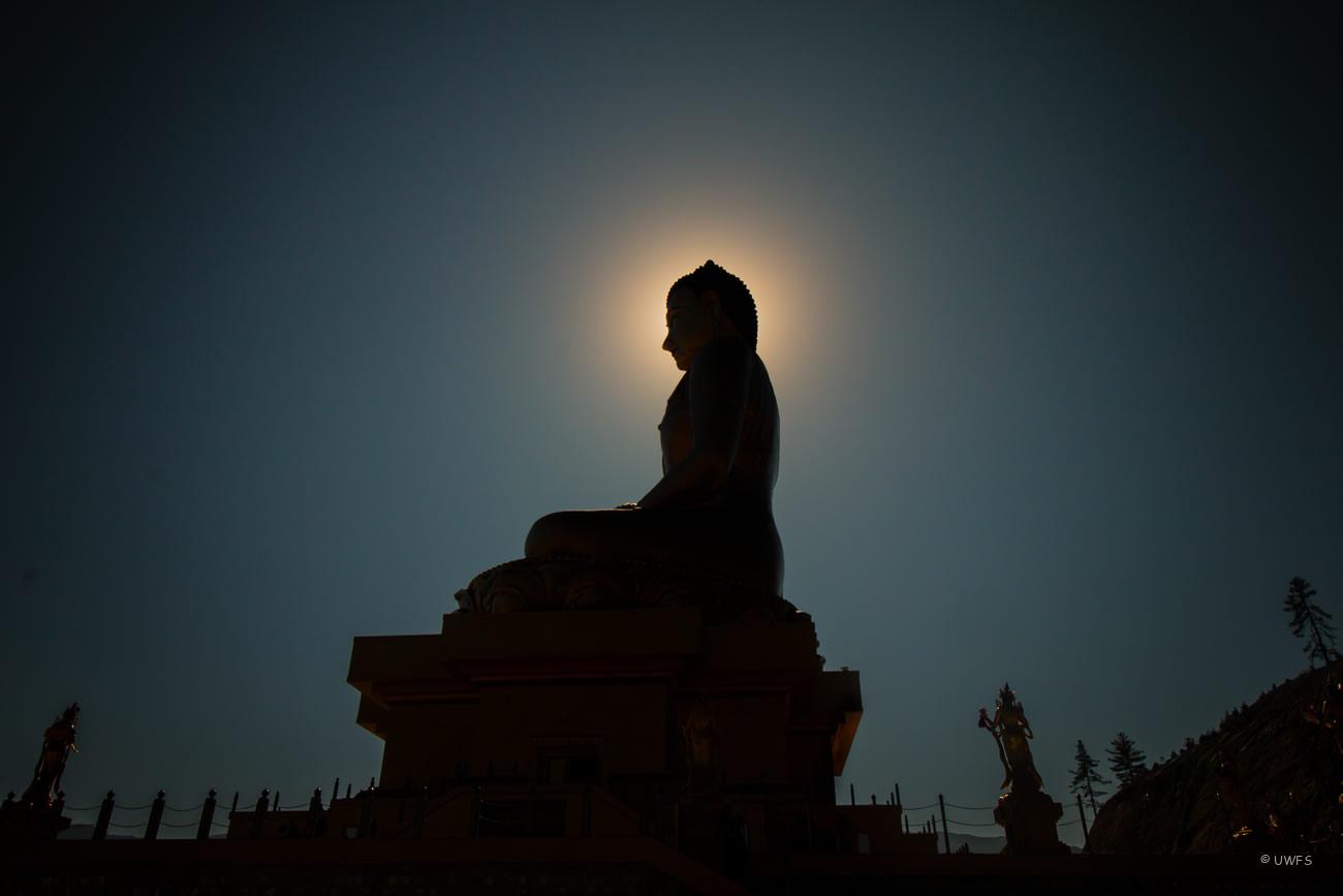Silhouette of Buddha statue Bhutan
