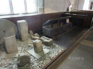 Kildwick Church Parish chest and Viking stones. Image Phyllida Oates.