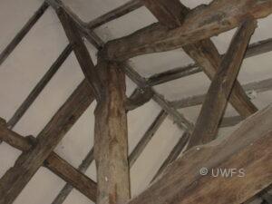 Farfield, Crown Post beams. Photo Phyllida Oates